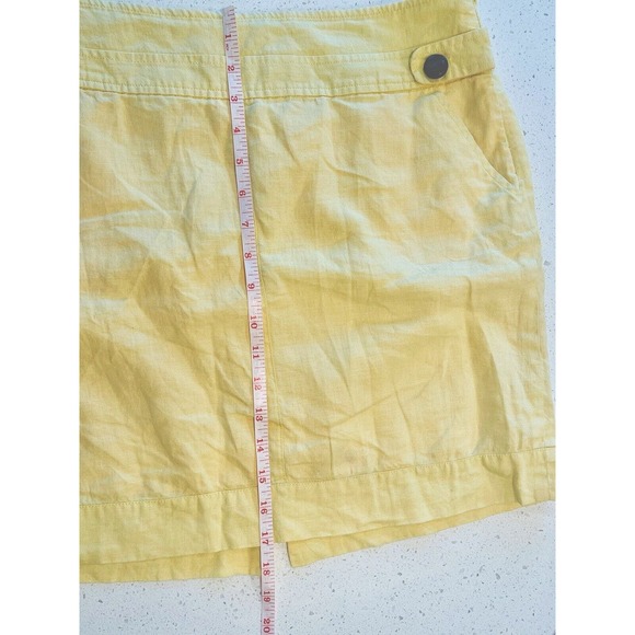 Banana Republic Women’s 10 Linen Skirt Yellow & Brown Buttons Pockets‎ Side Zip - Picture 1 of 6